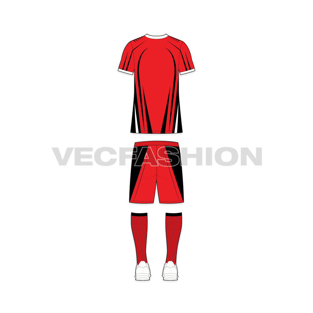 Mens rugby uniform kit, henley neck flat sketch, back view