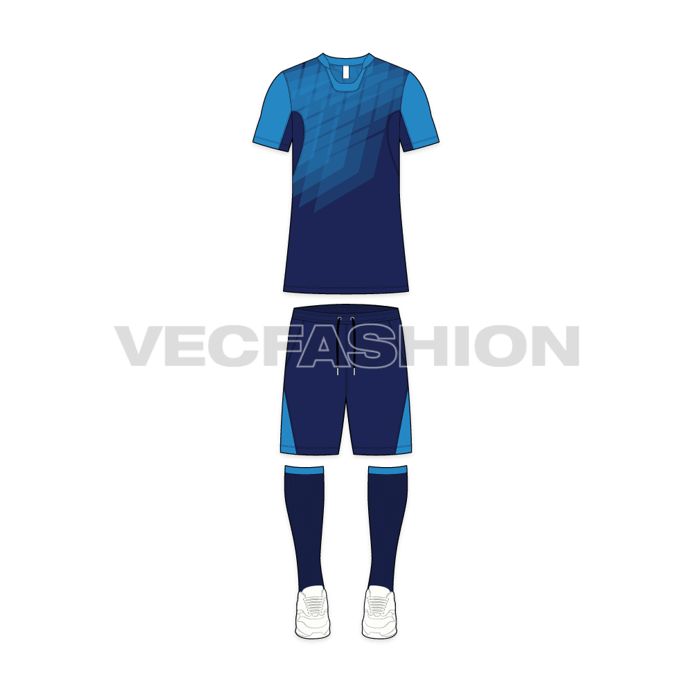 Mens rugby uniform kit, club kit flat sketch, front view