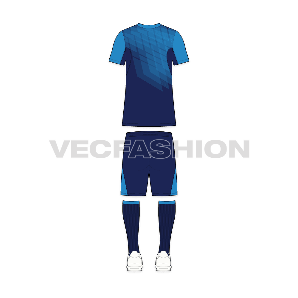 Mens rugby uniform kit, club kit flat sketch, back view