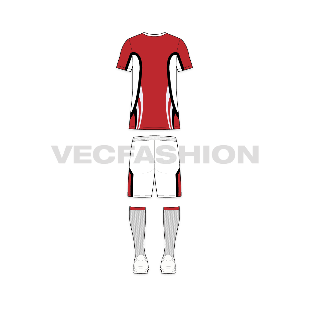 Mens rugby uniform kit, white shorts flat sketch, back view
