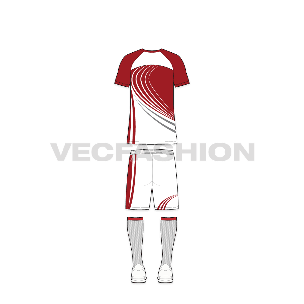 Mens rugby uniform kit, cad flat sketch, back view