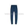 Mens running joggers flat sketch, front view