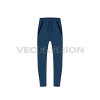 Mens running joggers flat sketch, front view