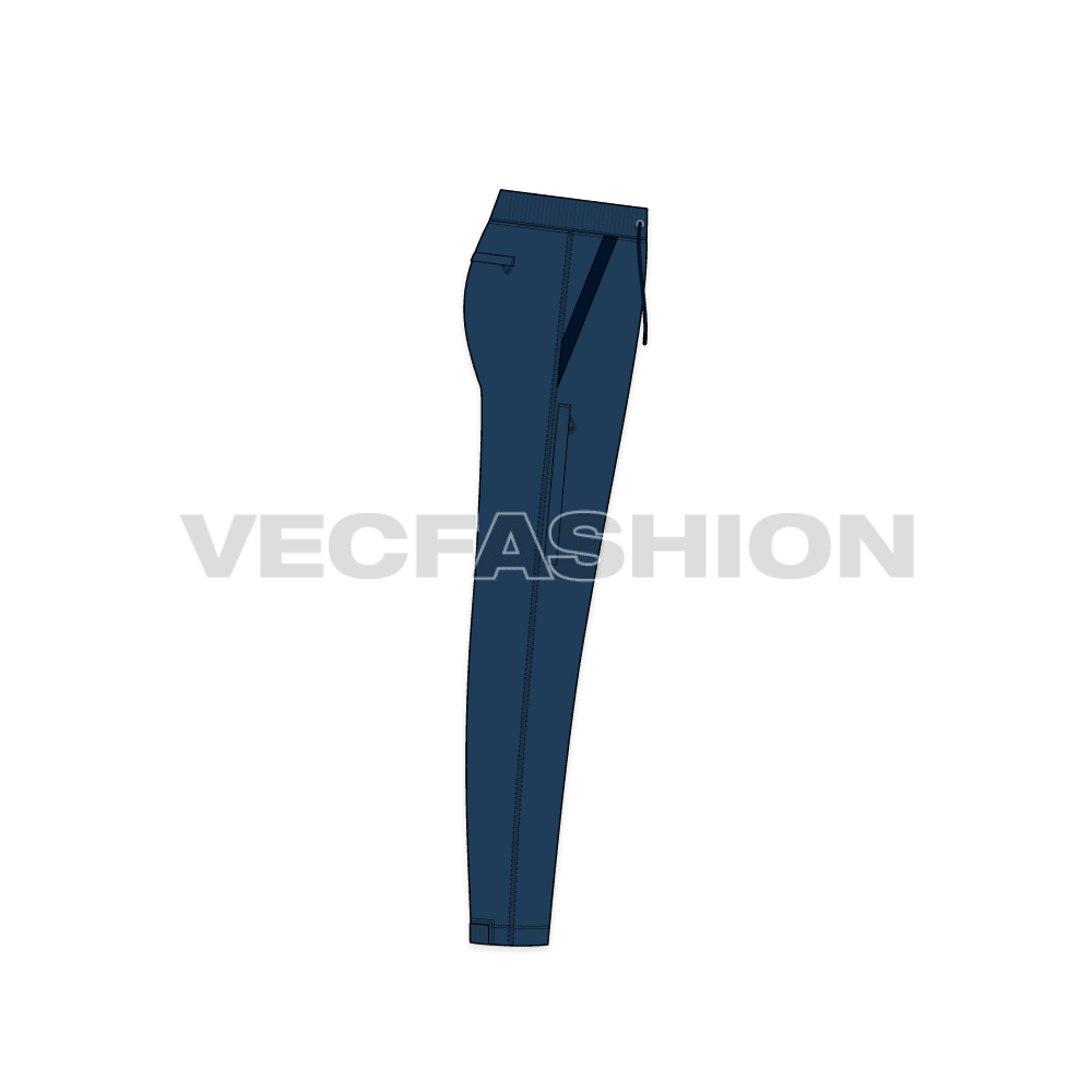 Mens running joggers flat sketch, side view
