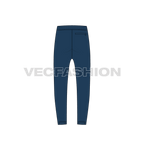 Mens running joggers flat sketch, back view