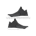 Mens running sneakers, mesh gray flat sketch