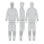 Mens running tracksuit flat sketch, on croqui