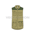 Mens safari vest shirt flat sketch, front view