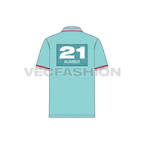 Mens short body polo shirt flat sketch, back view