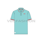 Mens short body polo shirt flat sketch, front view