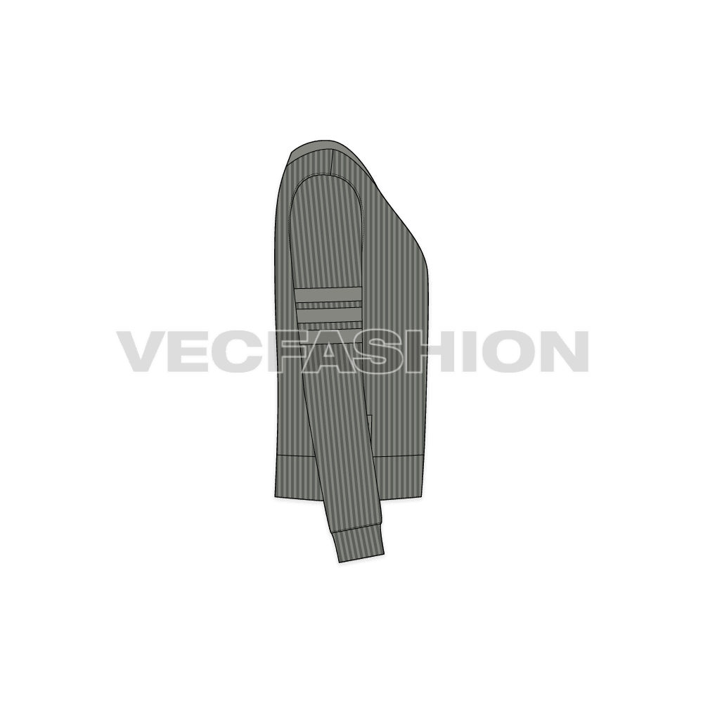 Mens short body sweater flat sketch, side view