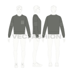 Mens short body sweater flat sketch, croqui sketch