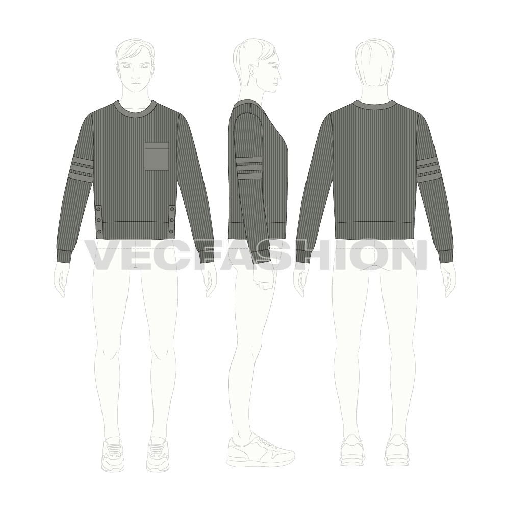 Mens Short Body Sweater Illustrator Vector Sketch - VecFashion