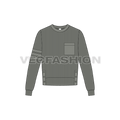 Mens short body sweater flat sketch, front view