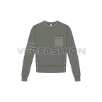 Mens short body sweater flat sketch, front view