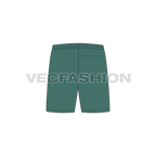 Mens short length swim shorts flat sketch, back view