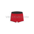 Mens short length underwear flat sketch, front view