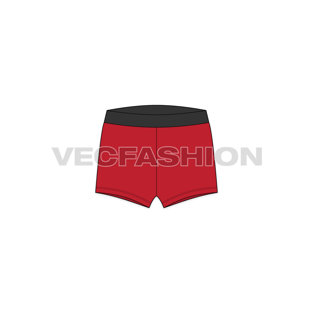 Mens short length underwear flat sketch, front view