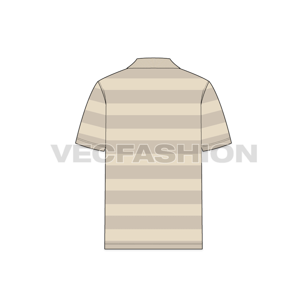 Mens short sleeved johnny-v tee flat sketch, back view