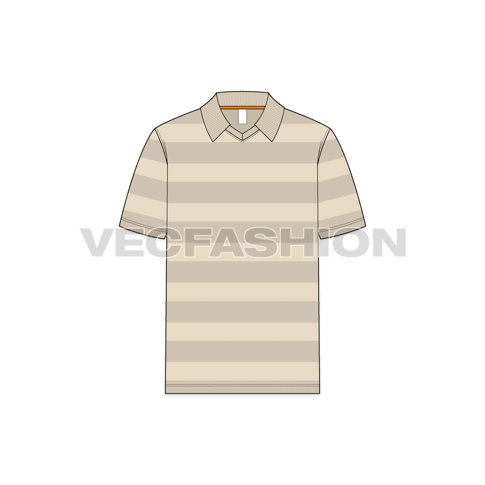 Mens short sleeved johnny-v tee flat sketch, front view