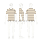 Mens short sleeved johnny-v tee flat sketch, croqui sketch