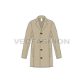 Mens Clutch Coat flat sketch, front view