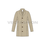 Mens Clutch Coat flat sketch, front view