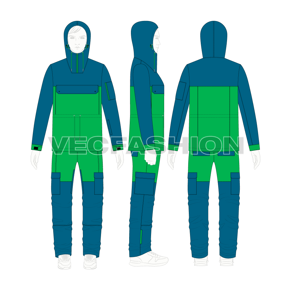Mens ski suit flat sketch flat sketch, on croqui
