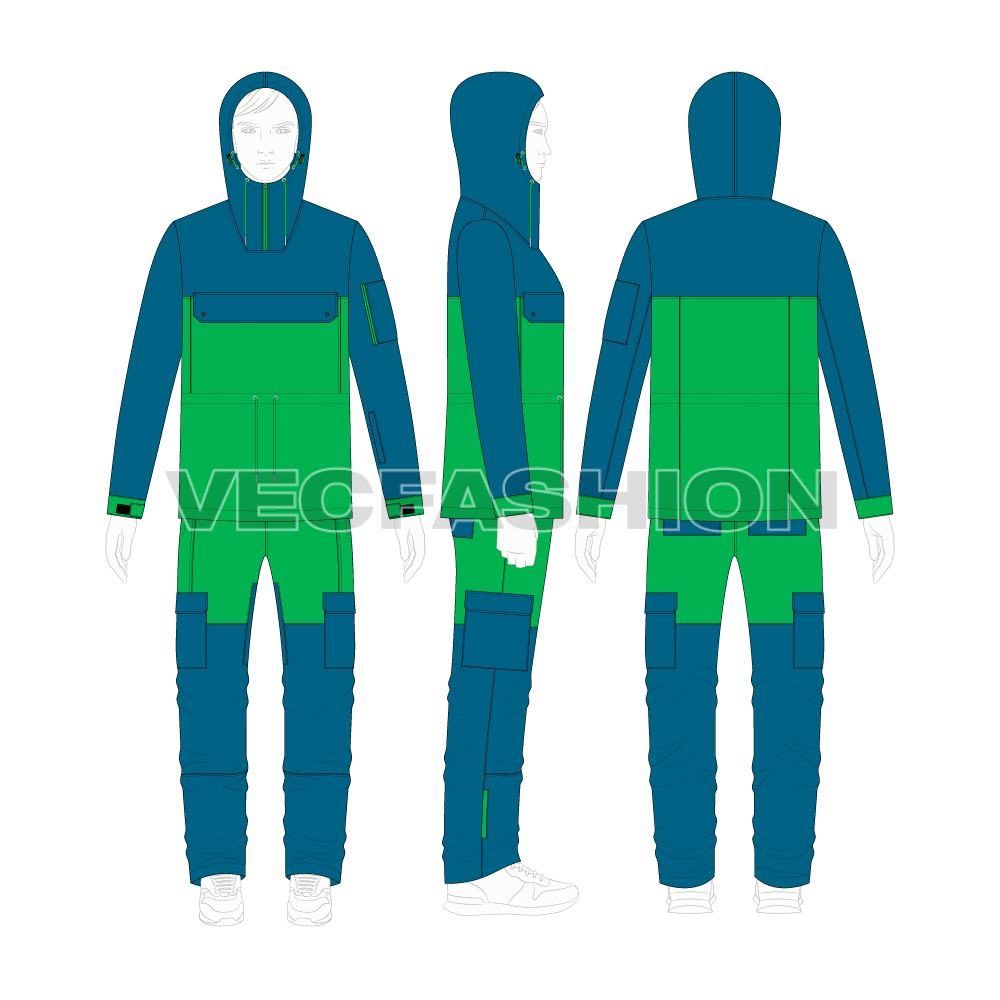 Mens Ski Suit Flat Sketch - VecFashion