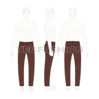 Mens skinny fit chinos flat sketch, croqui sketch