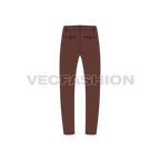 Mens skinny fit chinos flat sketch, back view