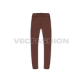 Mens skinny fit chinos flat sketch, front view