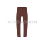 Mens skinny fit chinos flat sketch, front view