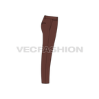 Mens skinny fit chinos flat sketch, side view