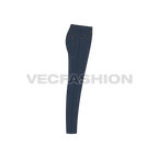 Mens skinny fit denim jeans flat sketch, side view