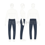 Mens skinny fit denim jeans flat sketch, croqui sketch