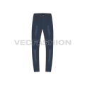 Mens skinny fit denim jeans flat sketch, front view