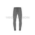 Mens skinny fit joggers flat sketch, front view