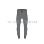 Mens skinny fit joggers flat sketch, front view