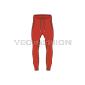 Mens skinny fit track pants flat sketch, front view