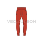 Mens skinny fit track pants flat sketch, front view