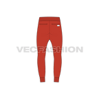 Mens skinny fit track pants flat sketch, back view