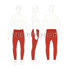 Mens skinny fit track pants flat sketch, croqui sketch