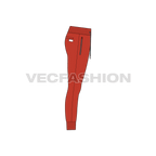 Mens skinny fit track pants flat sketch, side view