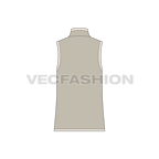Mens sleeveless mock neck jacket flat sketch, back view
