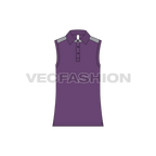 Mens sleeveless polo neck vest flat sketch, front view