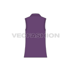 Mens sleeveless polo neck vest flat sketch, back view