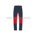 Mens slim cut fit denim jeans flat sketch, front view