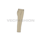 Mens slim fit capri length pants flat sketch, side view