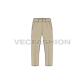 Mens slim fit capri length pants flat sketch, front view